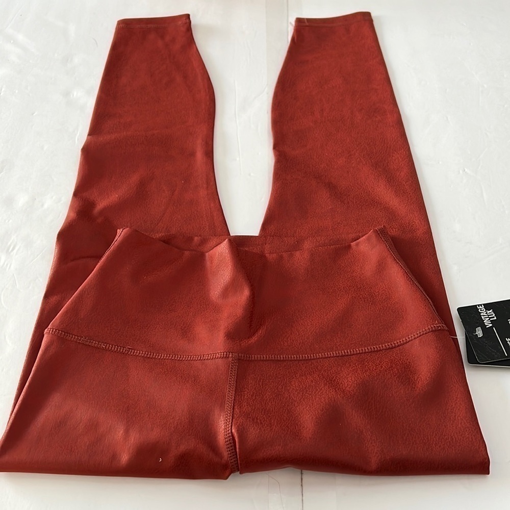 90 Degrees by Reflex Lux Rustic Burnt Amber Hi Rise Ankle Leggings Smal…